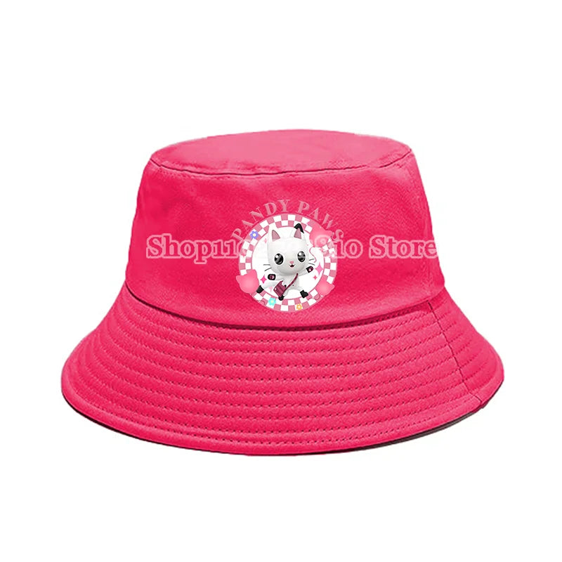 Gabby Dollhouse Bucket Hat Cotton Children Pot Flat Shade Sun Protection Spring Autumn Hats Cartoon Parent-Child Headdress Gift