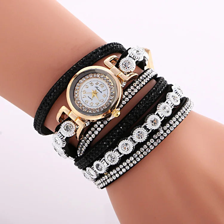 Women Watch Fashion Leather With Diamond Bracelets for Women Clock Ladies Watches Casual Fashion Noble Elegant Relogio Feminino