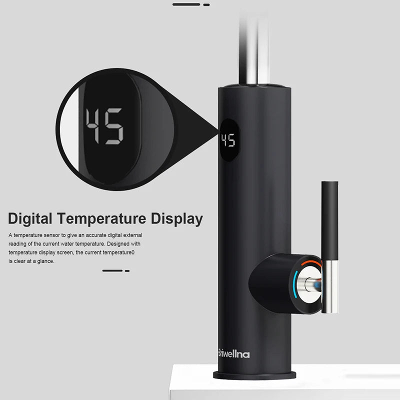 Briwellna Electric Faucet With Universal Spout Water Heater 220V Heating Tap Instant Water Heater Stainless Steel Faucet Geyser