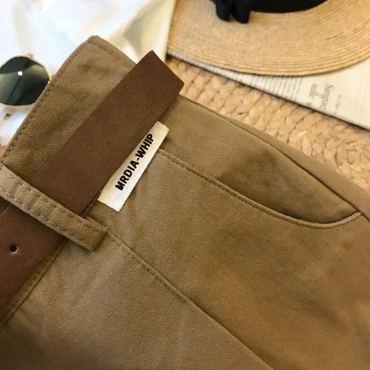 Wide Leg Shorts for Women Summer Thin Cotton A Line Short Pants Office Lady Classic Loose Casual Zipper Women‘s Shorts   high