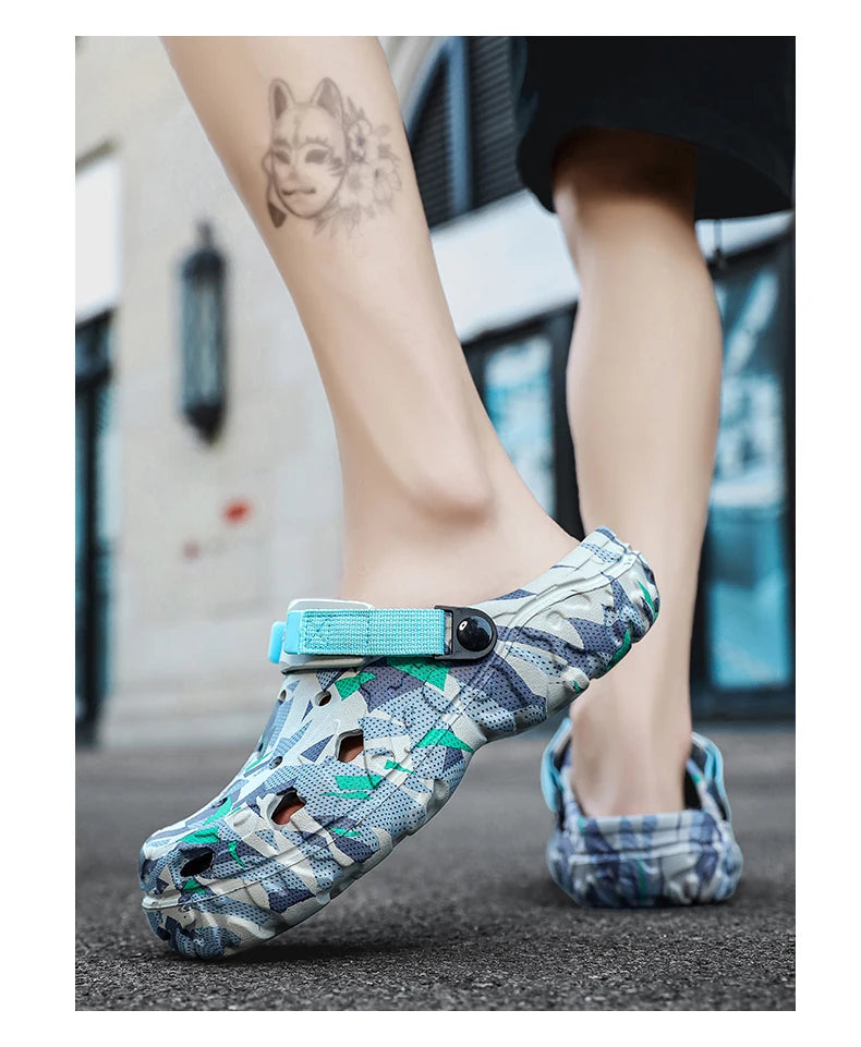 Summer Outdoor Beach Sandals Men Clogs Shoes Men Slippers Camouflage Platform Aqua Shoes Soft EVA Indoor Home Slides Flip Flops