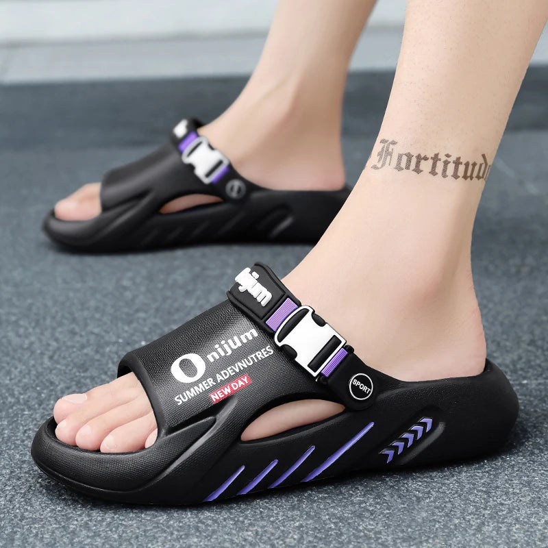 New Men's Slippers Outdoor Sandals Beach Comfortable Soft Slides Indoor Slippers Casual Shoes Men Outdoor Sandals Big Size 46 47