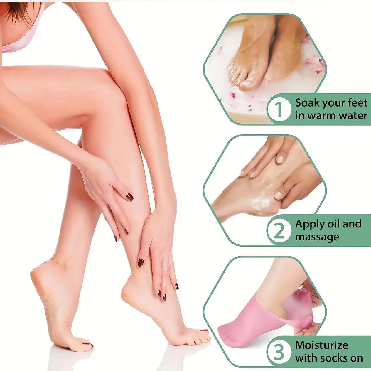 For Dry Cracked Feet Nourishing Skin Lubricating Foot Care Massage Socks Moisturizing Silicone Gel Socks A Pair