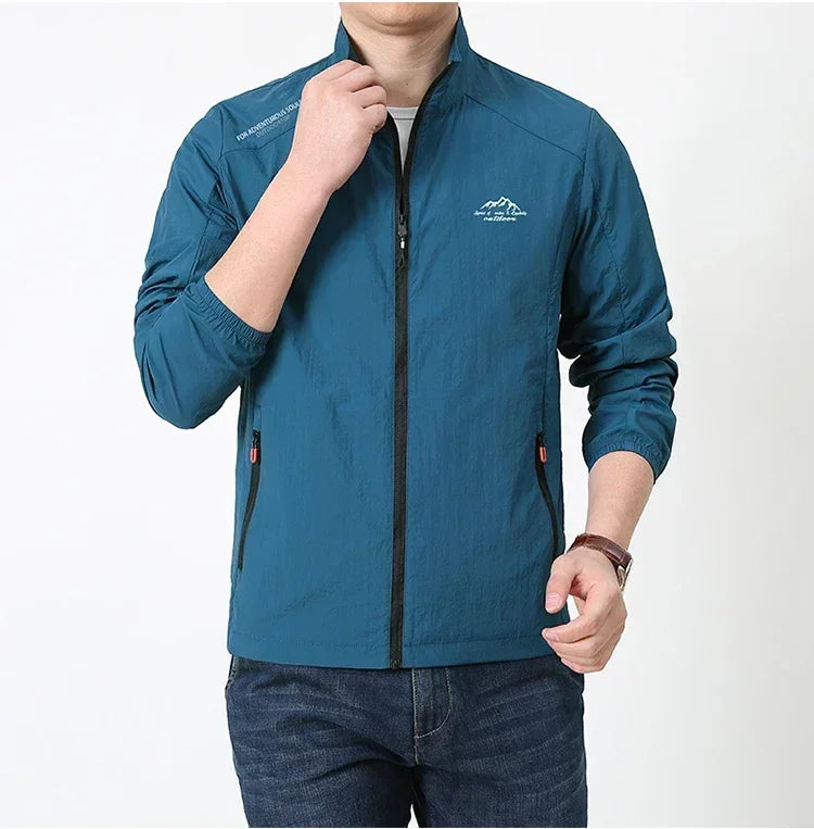 Men Summer Lightweight Breathable UV Sun Protection Jacket Ice Silk Cooling Sport Hooded Windbreaker Outdoor Running Skin Coat