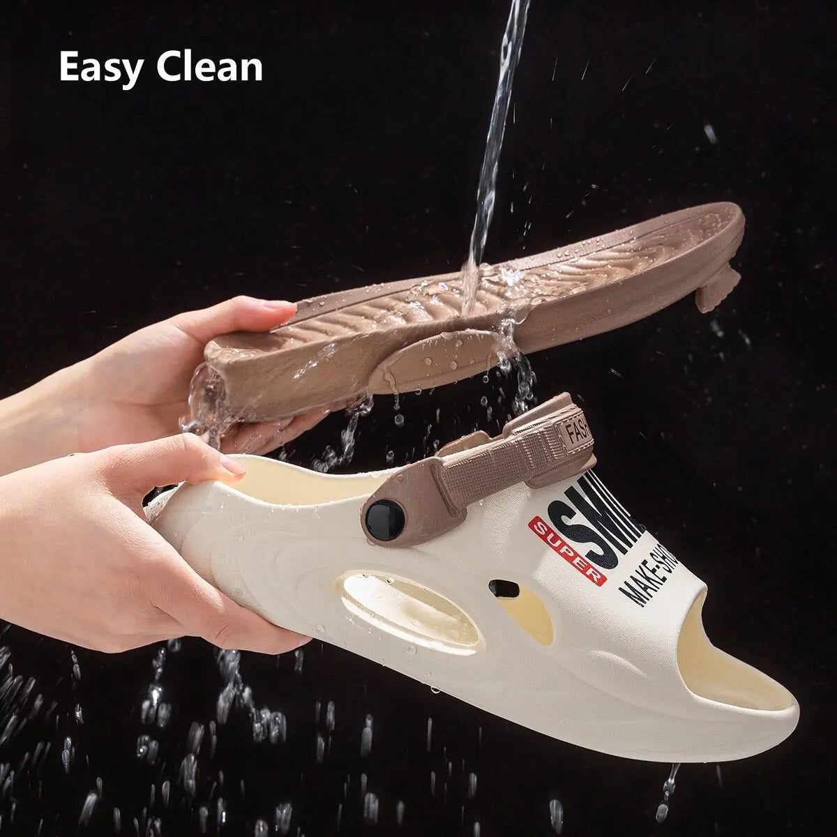 Summer Men Thick Bottom Hole Shoes Beach EVA Platform Slippers Fashion Comfortable Non-Slip Sandals Indoor Outdoor Men Slides