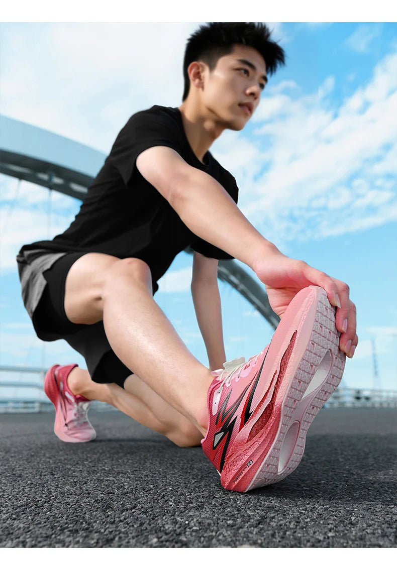 Running Sneakers Men Lightweight Breathable Wear-Resistant Carbon Plate Shoes Comfort Marathon Athletic Sports Shoes for Man