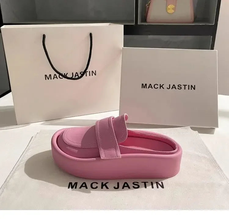 Spring/Summer Soft Bottom Women Slippers Fashionable Outdoor Retro Roman Sandals Casual Lazy Baotou Thick Bottom Half Slippers