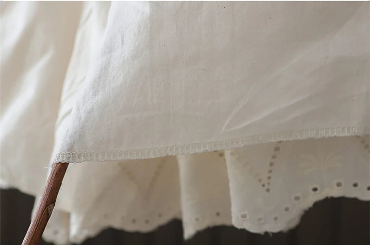 100% Cotton Linen Women Japanese Mori Girl Floral Embroidery Eyelet Wide Culottes Female Loose Edwardian Ibiza Boho Shorts Skirt