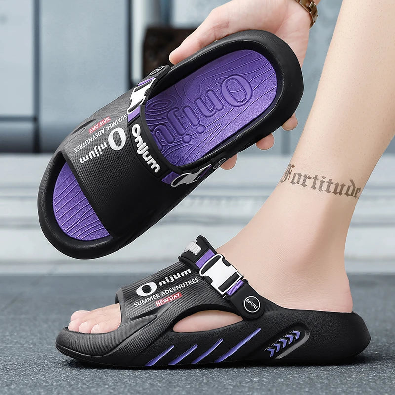 New Men's Slippers Outdoor Sandals Beach Comfortable Soft Slides Indoor Slippers Casual Shoes Men Outdoor Sandals Big Size 46 47