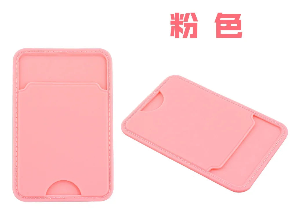 New Phone Wallet Stick on Credit Card Holder Phone Pocket for All Solid Colour Back Cards Holder Phone Card Holder Wallet Case