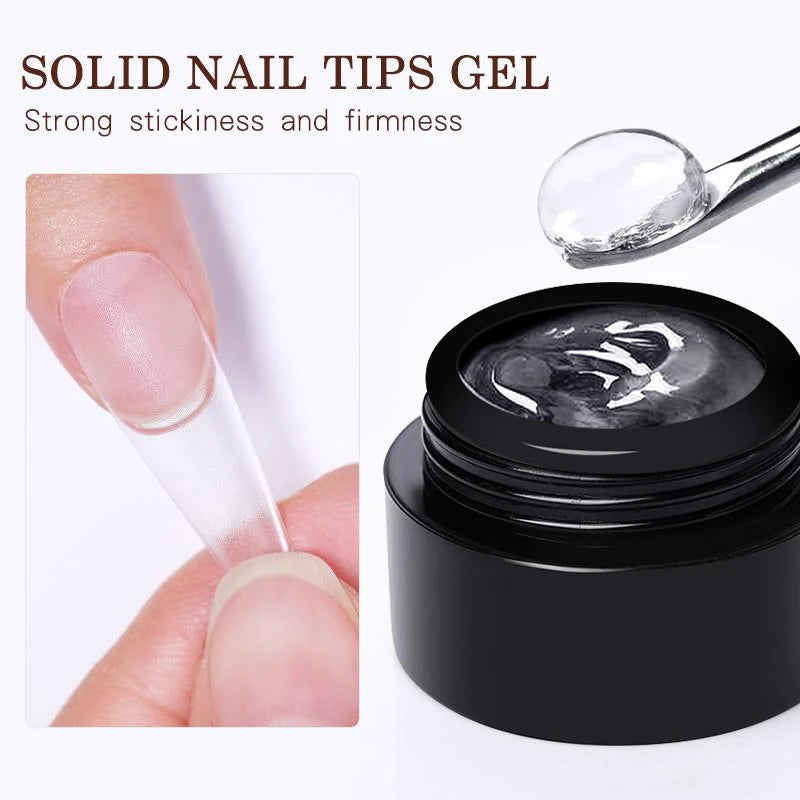 BORN PRETTY 5ml Solid Nail Tips Gel Nail Polish False Fake Nail Tips Transparent Clear Nail Patch Gel Modelling Easy Stick