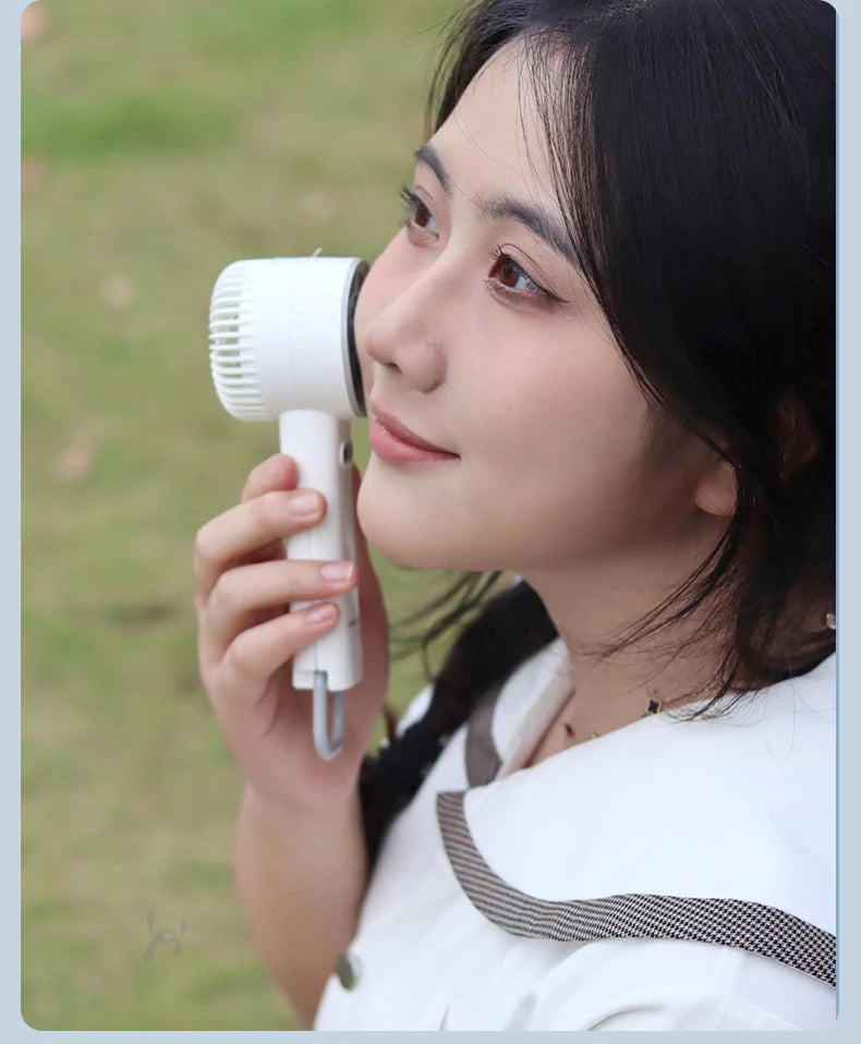 Portable Ice Compress Mini Fan with Hook 3-speed Wind Adjustable USB Rechargeable High-speed Handheld Turbo Fan 3S Fast Cooling
