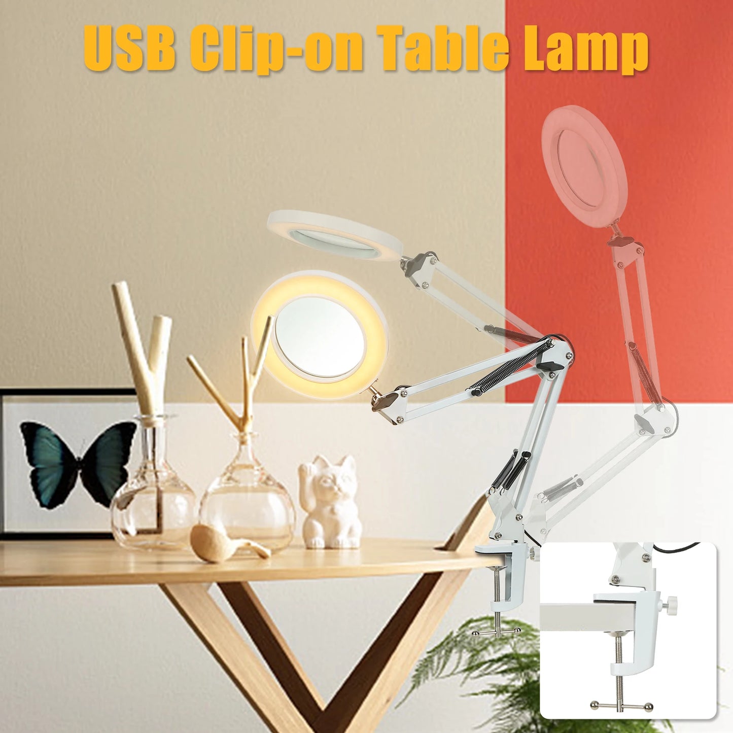 72LED 8X/10X NEW Illuminated Magnifier USB 3 Colors LED Magnifying Glass For Skincare Beauty/Table Lamp/Soldering Iron Repair