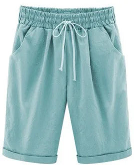 Women Shorts Summer Loose Solid Color Elastic Waist Drawstring Pockets Fashionable woman's Shorts Dropshipping Sale YDS7088