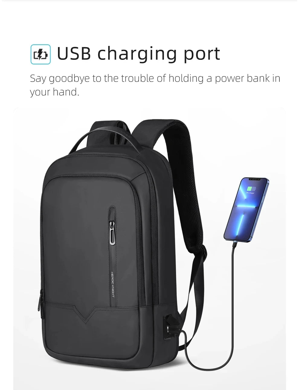 HK Expandable Men's Backpack Waterproof Travel Backpack Lightweight 15.6'' Laptop Bag With USB Port Fashion College School Bags