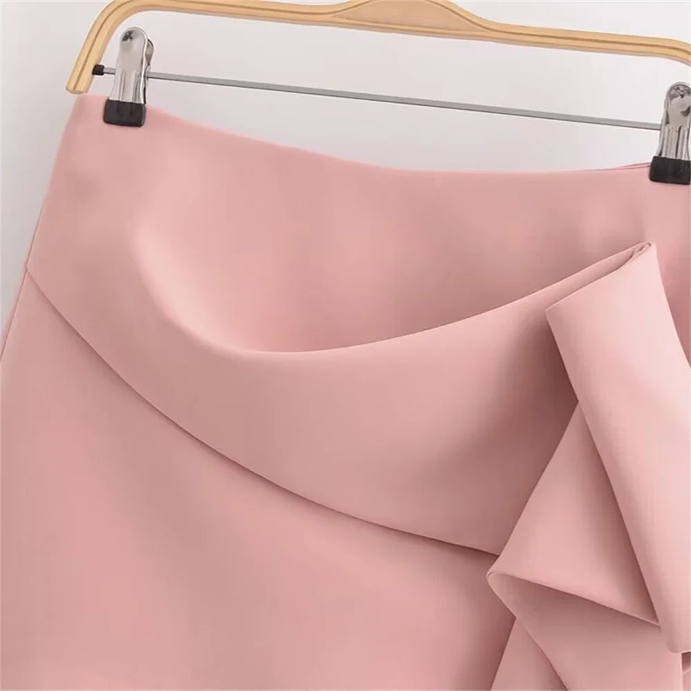 PB&ZA2024 Summer New Product Fashion Casual Women's High Waist Versatile Half body Skirt Pants Straight Leg Shorts