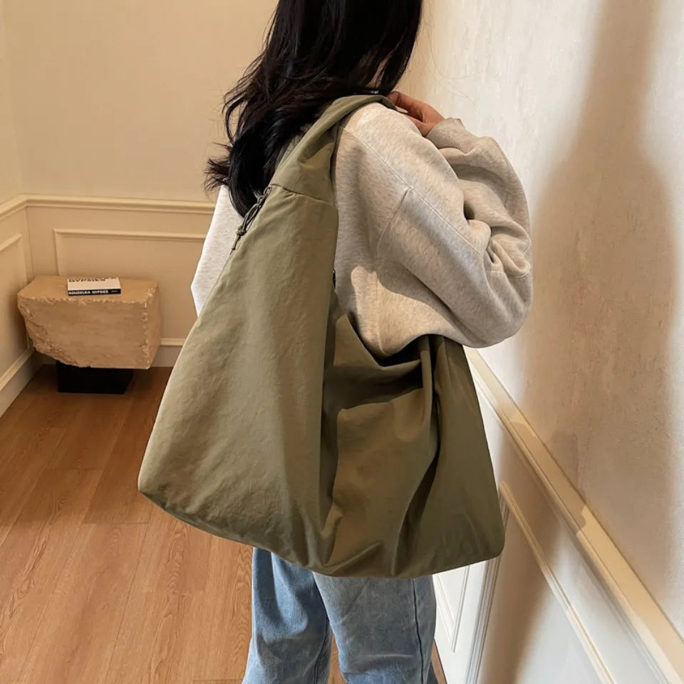 Japanese Fashion Casual Nylon Tote Bag Women 2025 New Style Trend All-match Large Capacity Underarm Bag Commuter Shoulder Bag