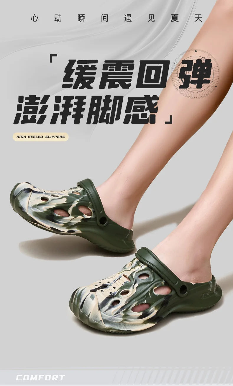 Comwarm Men's Summer Clogs Slippers New Fashion Camouflage Garden Sandals Outdoor Classic Beach Slippers Soft EVA House Slides