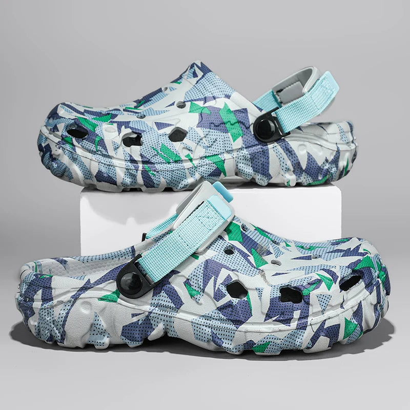 Summer Outdoor Beach Sandals Men Clogs Shoes Men Slippers Camouflage Platform Aqua Shoes Soft EVA Indoor Home Slides Flip Flops