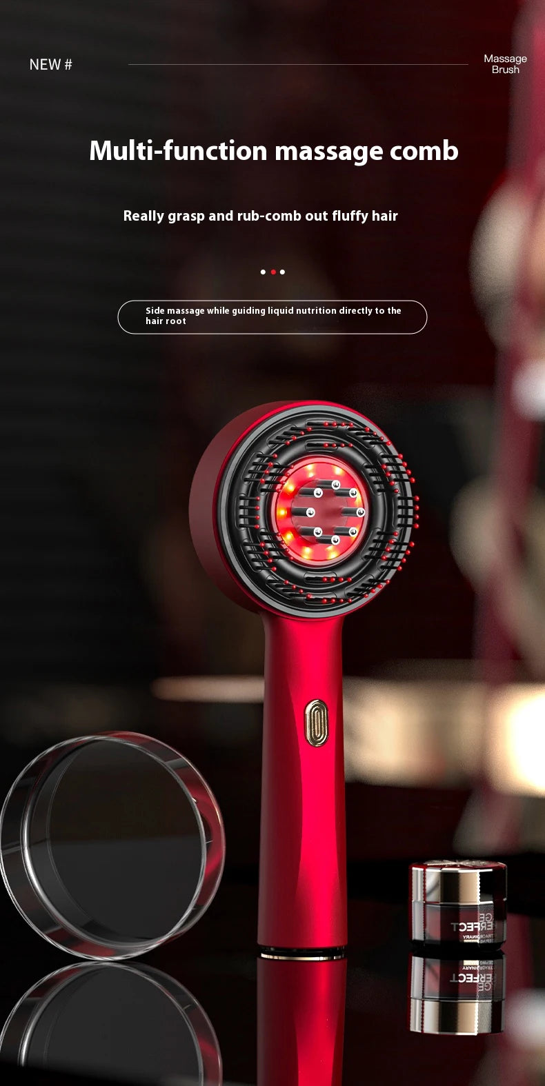 Hair care comb, scalp kneading massager, liquid guide comb, red light hair care comb, electric massage comb