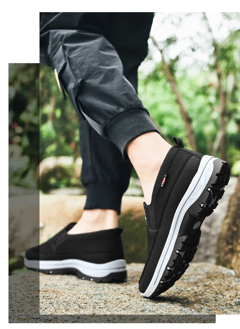 Men's Casual Loafers, Sneakers, Mesh Breathable Retro Driving Shoes, Slip-on Vulcanized Soft Soles, Non-slip Solid Color Shoes