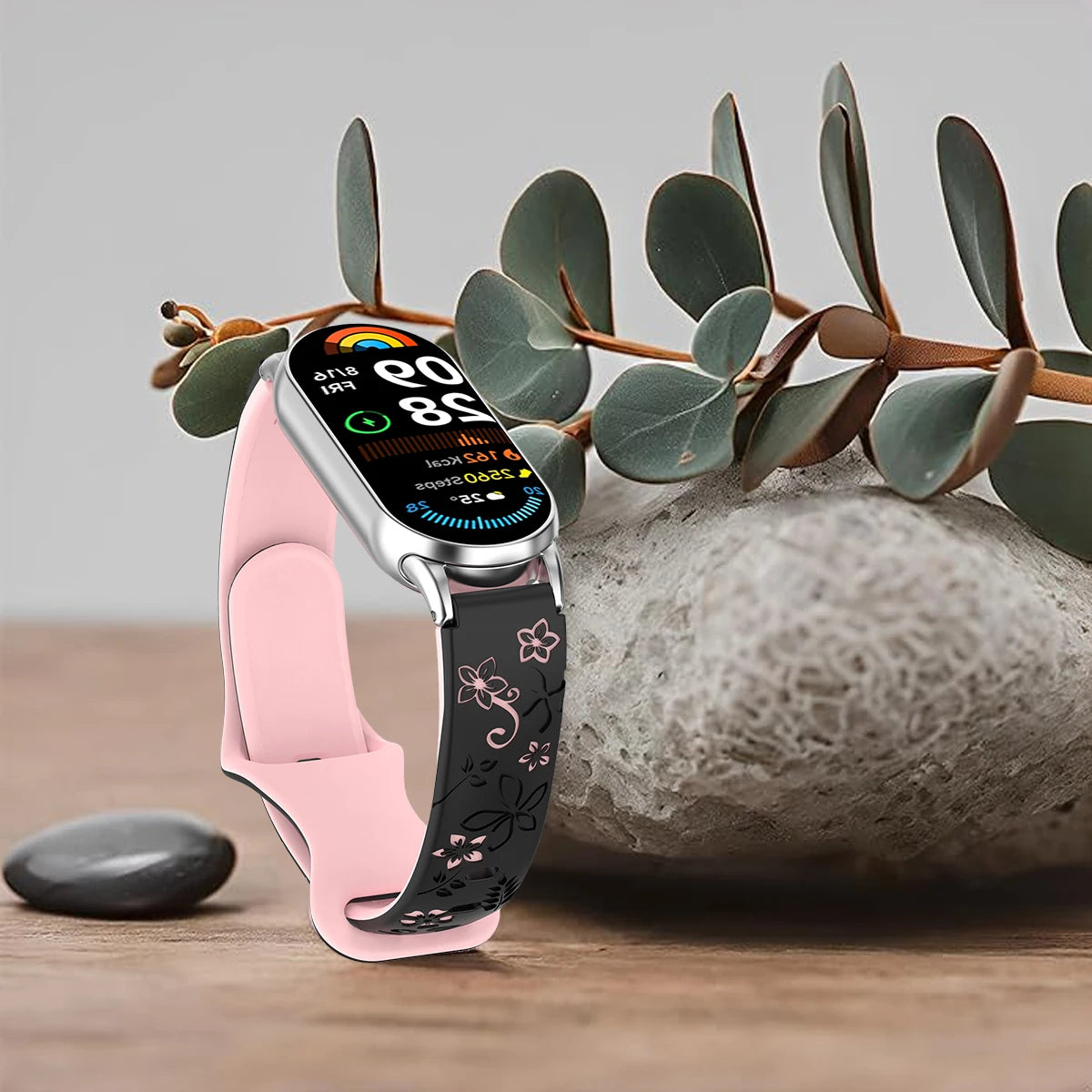 Women Silicone Flower 3D Engraved Bracelet for Xiaomi Band 9 NFC Smart Watch Breathable Watchband for Xiaomi Band 8 NFC strap