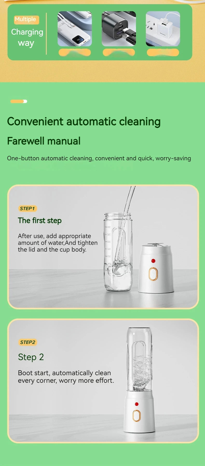 Portable Wireless Blender Electric Fruit Juicer Machine For Orange Ice Crushing 10 Blades Auxiliary Food Machine 1500mA Mixer