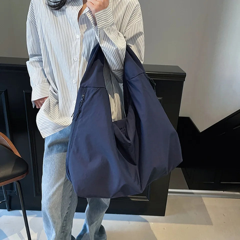 Japanese Fashion Casual Nylon Tote Bag Women 2025 New Style Trend All-match Large Capacity Underarm Bag Commuter Shoulder Bag