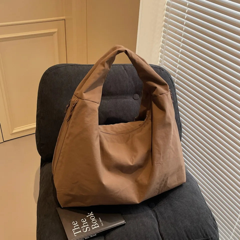 Japanese Fashion Casual Nylon Tote Bag Women 2025 New Style Trend All-match Large Capacity Underarm Bag Commuter Shoulder Bag