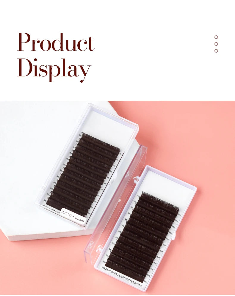 H&L SINCE 1990 12 Rows Dark Brown Individual False Eyelashes Fake Lashes Eyelashes Extensions Supplies Makeup Tools