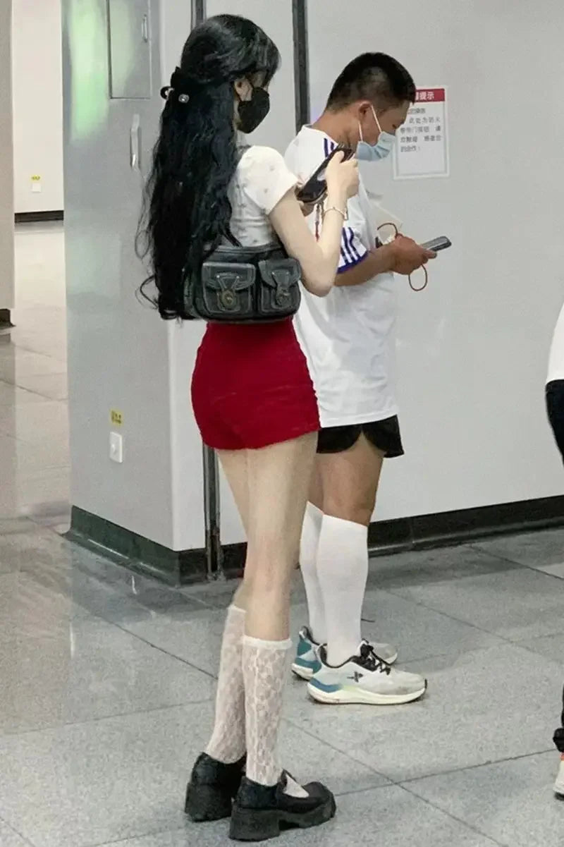 Women's Denim Shorts Summer Red Jorts Female Short Jeans Pants Aesthetic Outfits Fashion Clothing 2024 New In Youthful Luxury XL