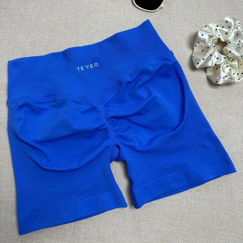 TEVEO Yoga Shorts Impact Gym Shorts Ladies Fitness Exercise Shorts High Belt Yoga Shorts Workout Scratch Ass Seamless Leggings