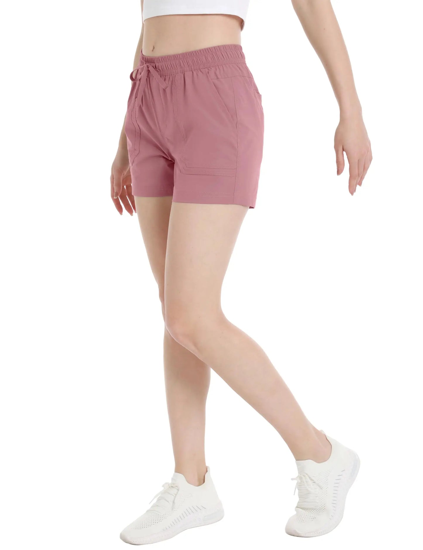 TACVASEN Quick Dry Hiking Cargo Shorts Womens Summer Outdoor Athletic Short Pants Elastic Waist Drawstring 4 Pockets Gym Shorts