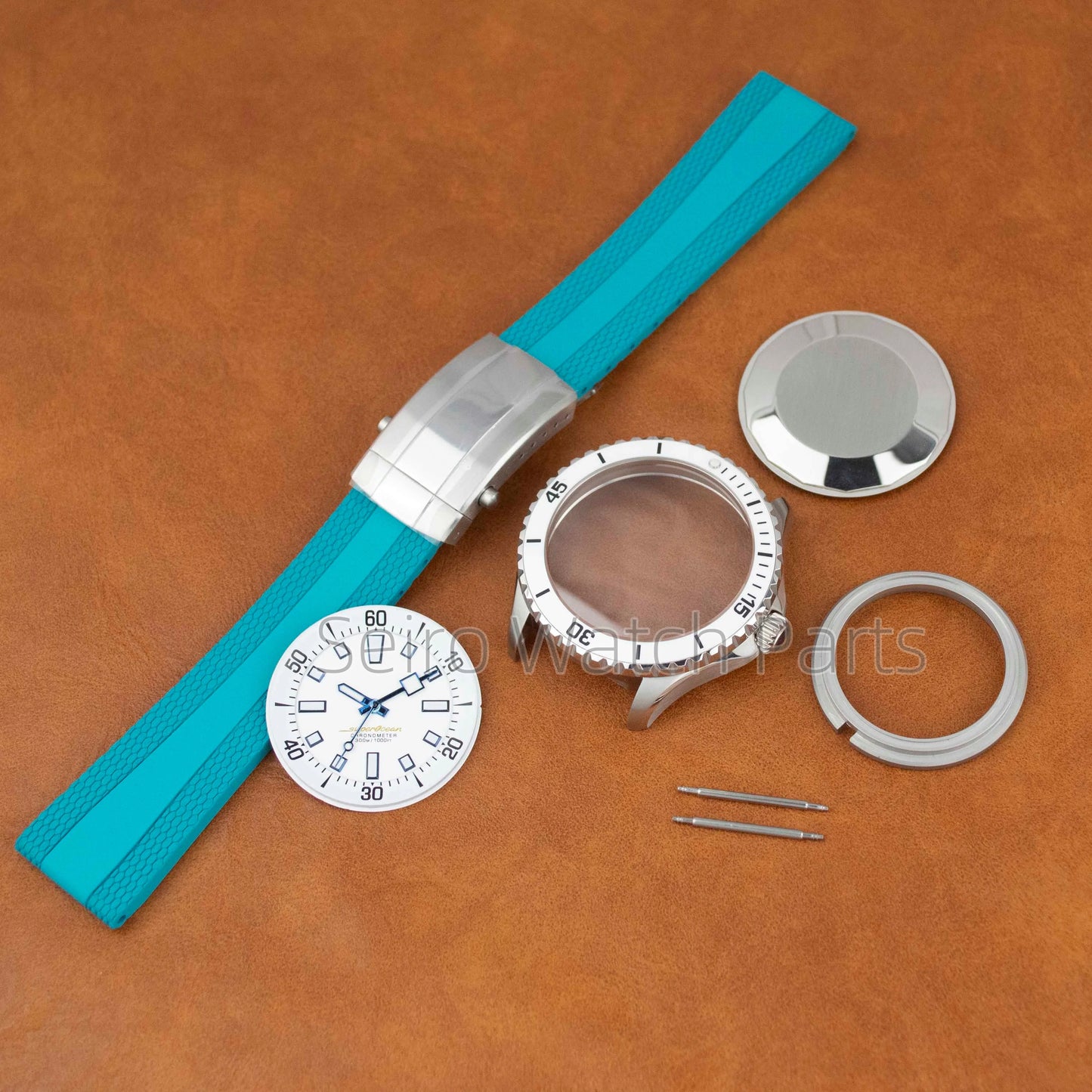 for SUPEROCEAN NH35 Case Rubber Strap Dial Hands 200m Dive Watch Men Stainless Steel Sapphire Crystal fit for NH35 NH36 Movement