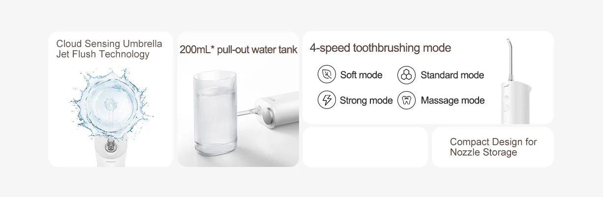 XIAOMI MIJIA Portable Oral Irrigator F400 4 Mode 200mL Water Tank 1700 Time/m Water Spray Retractable Irrigator Flosser Pick Jet