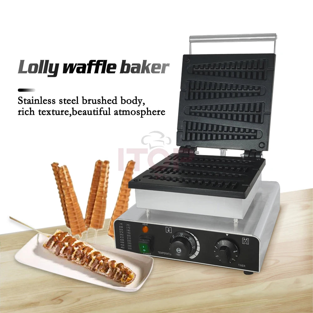 ITOP 2208 Electric Waffle Maker Pine Tree Mould Waffle Pancake Maker Waffle Stick Machine Iron Cast Non Stick Pan 110V 220V