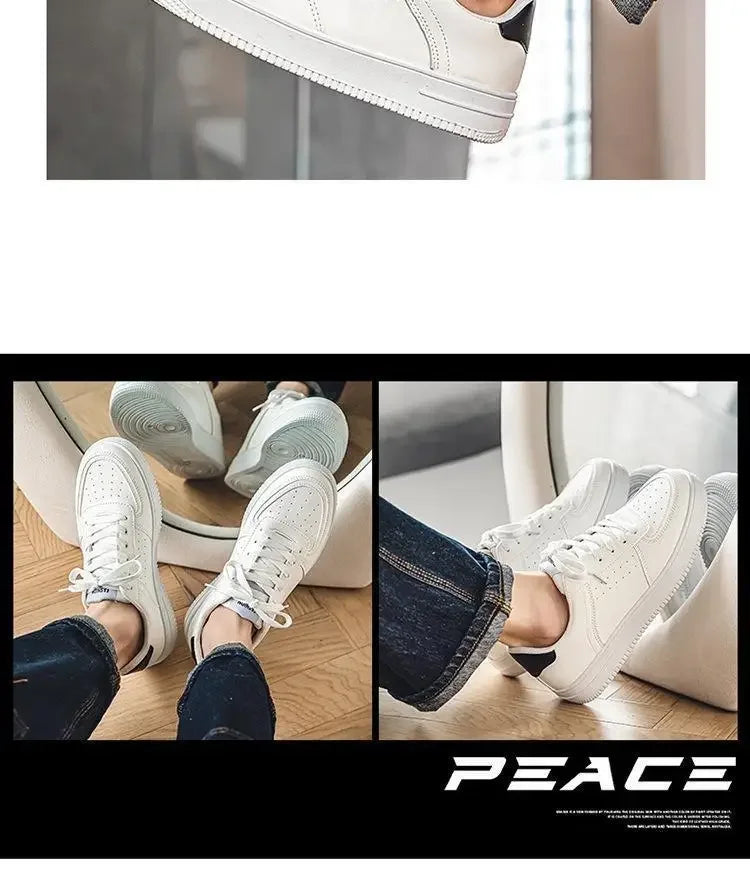 **2025 New White Shoes for Men's Spring Youth Casual Versatile Men's Shoes for Students Pure White Sports Board Shoes