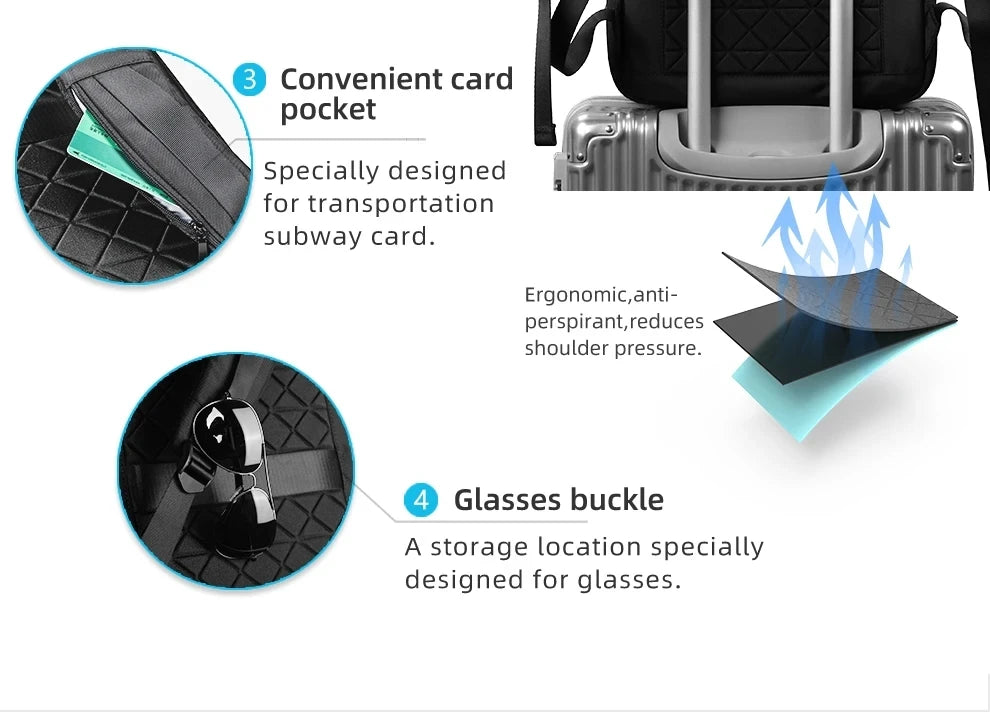 HK Expandable Men's Backpack Waterproof Travel Backpack Lightweight 15.6'' Laptop Bag With USB Port Fashion College School Bags