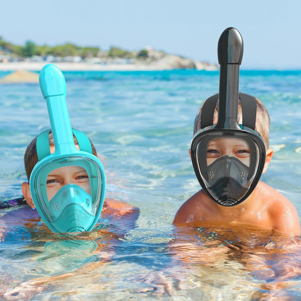 Kids Full Face Snorkel Mask Diving Mask With Detachable Camera Mount Wide View Anti-Fog Anti-Leak Snorkeling Swimming for Child