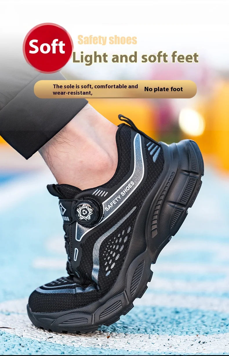 Rotating Button Men Shoes Security Sneakers Steel Toe Shoes Puncture-Proof work Shoes Anti-smash Sport Safety Shoes Protective