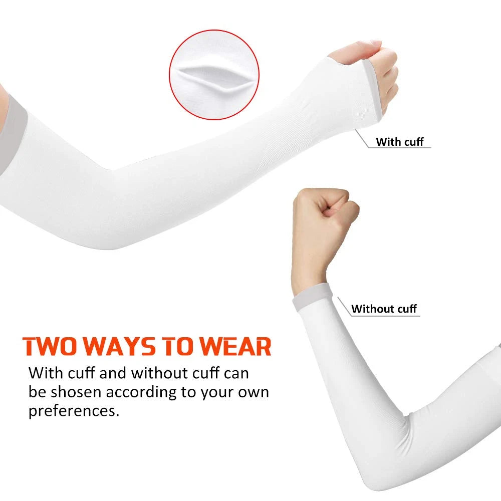 1Pair UV Sun Protection Arm Sleeves Cooling Ice Silk Unisex Women Men Outdoor Sports for Cycling Driving Running Riding Fishing