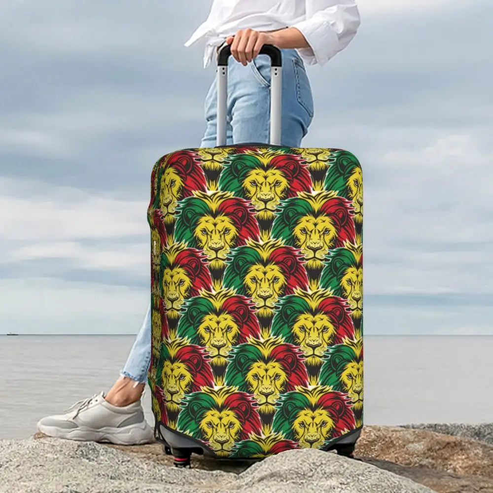 Custom Cute Jamaica Rasta Judah Lion Rastafari Flag Luggage Cover Protector Dust Proof Travel Suitcase Covers