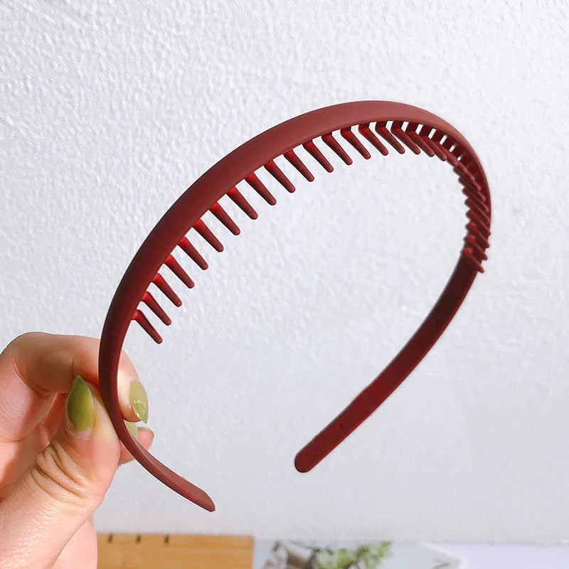 Fashion Solid Color Plastic Hairbands For Women Toothed Wave Combs Non-slip Hair Bands Hair Accessories Girl Face Wash Headbands