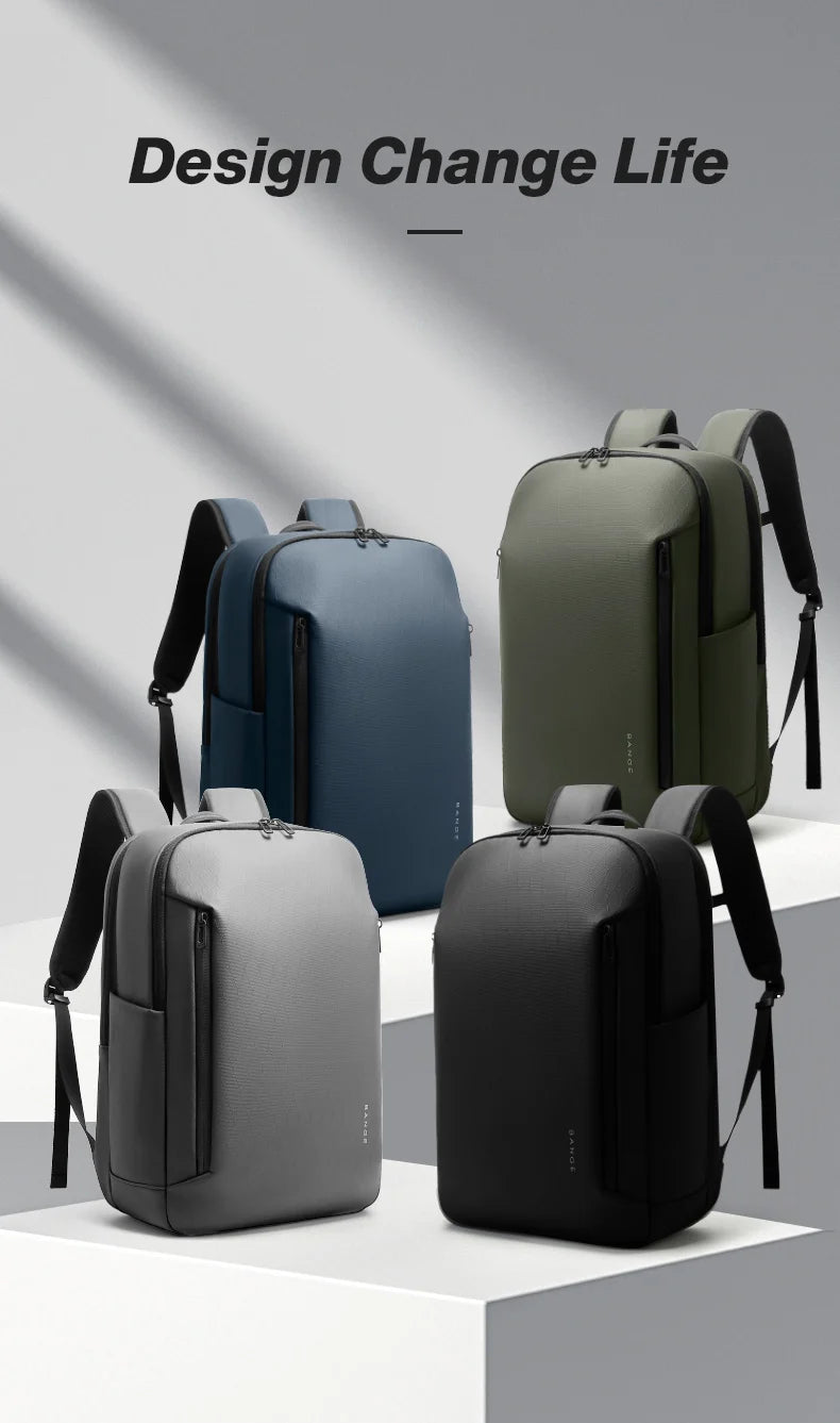 BANGE New Casual Multi-Pockets Big Capacity Daily 15.6inch Laptop Light Waterproof For Business Trip Roomy Men Backpack with YKK