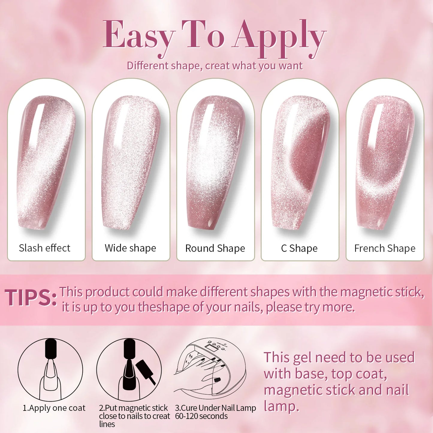 BORN PRETTY 6PCS Pink Ocean Cat Nail Gel Polish Set With Magnet Stick Jelly Holographics Magnetic Nail Kit Salon Art Manicure