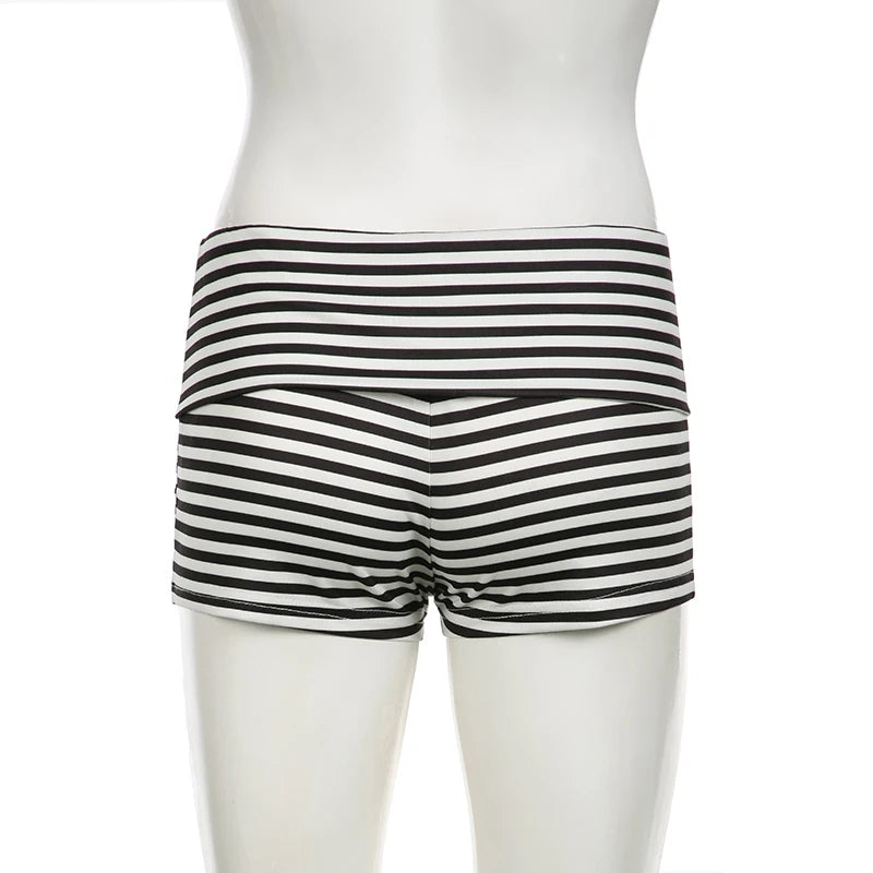 Darlingaga Casual Stripe Tierred Bodycon Summer Shorts Women Korean Style Homewear Hottie Shorts Pants Basic Cute Sporty Outfits