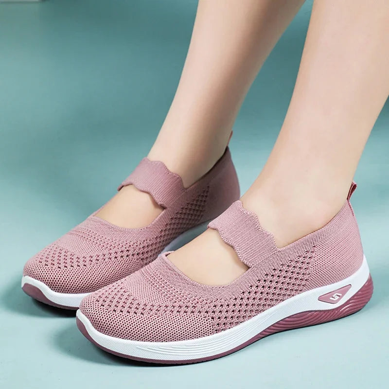 Women Lightweight Breathable Mesh Sneakers Spring Summer Slip On Casual Sports Shoes Woman Plus Size Comfort Non Slip Flat Shoes
