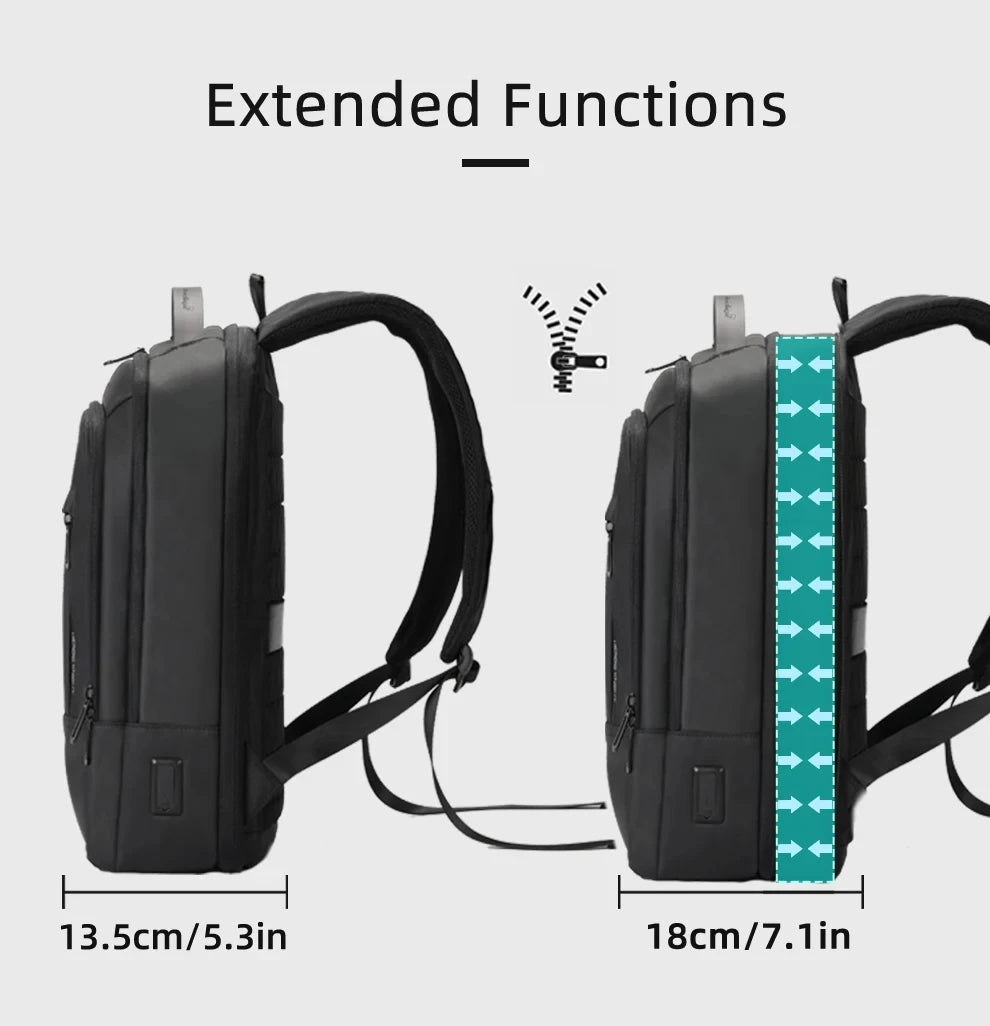 HK Expandable Men's Backpack Waterproof Travel Backpack Lightweight 15.6'' Laptop Bag With USB Port Fashion College School Bags