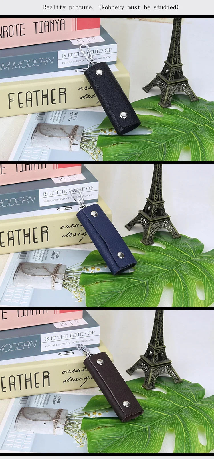 Genuine Leather Key Storage Bag Mini Universal Key Pack Housekeeper Metal Hook Key Holder Wallet for Men and Women