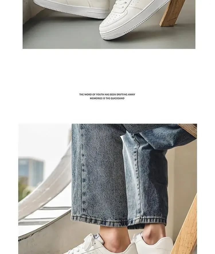**2025 New White Shoes for Men's Spring Youth Casual Versatile Men's Shoes for Students Pure White Sports Board Shoes